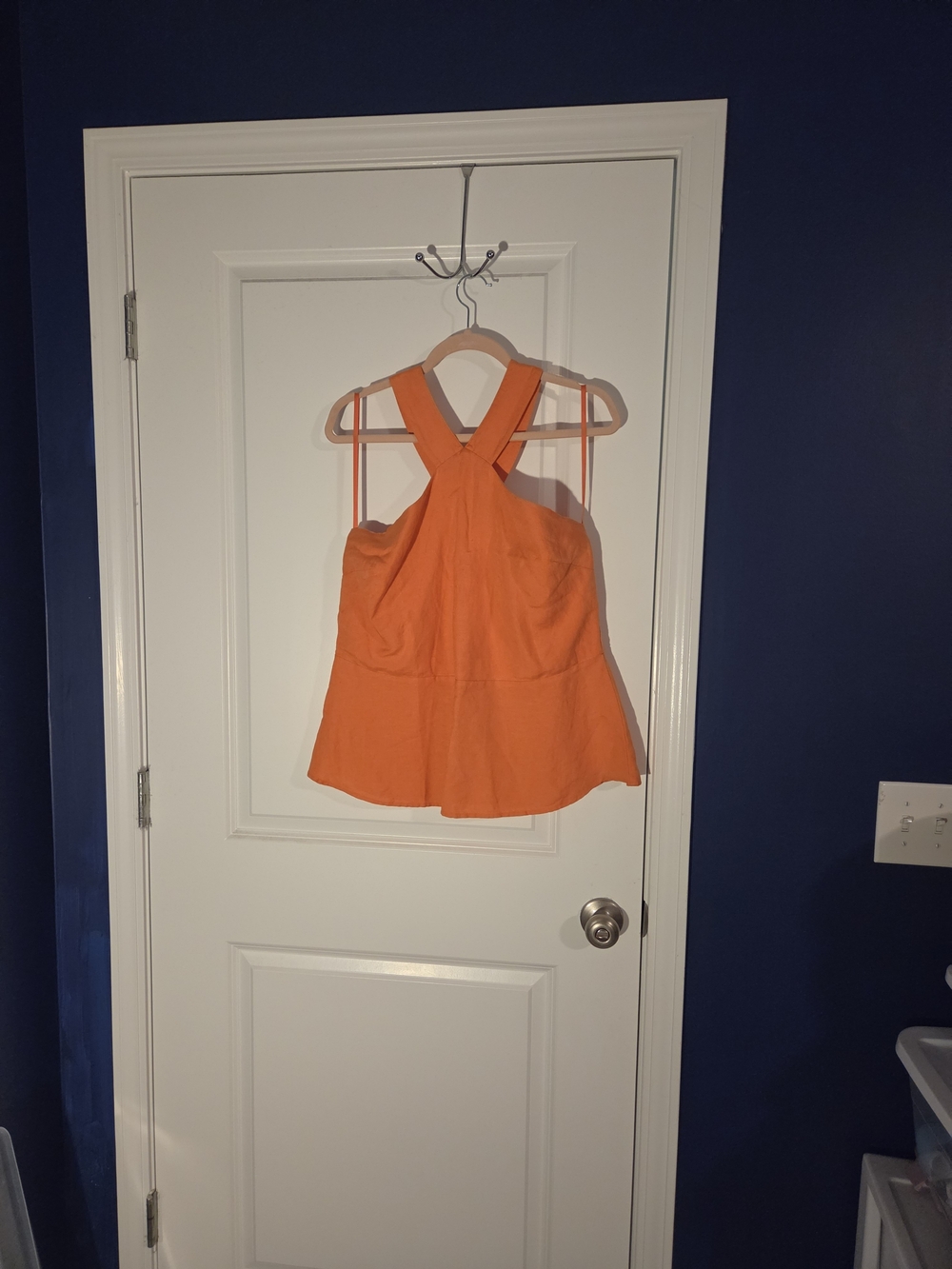Ann Taylor Factory Coarl/peach Linen Halter Peplum Top